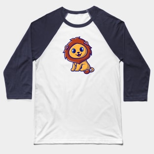 Cute Baby Lion Sitting Cartoon Baseball T-Shirt
